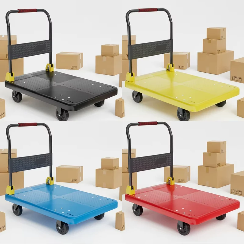 Portable Market Stall Cart Foldable Market Trolley Handle Portable Market Stall Cart Foldable Fourwheel Platform Dolly Cart