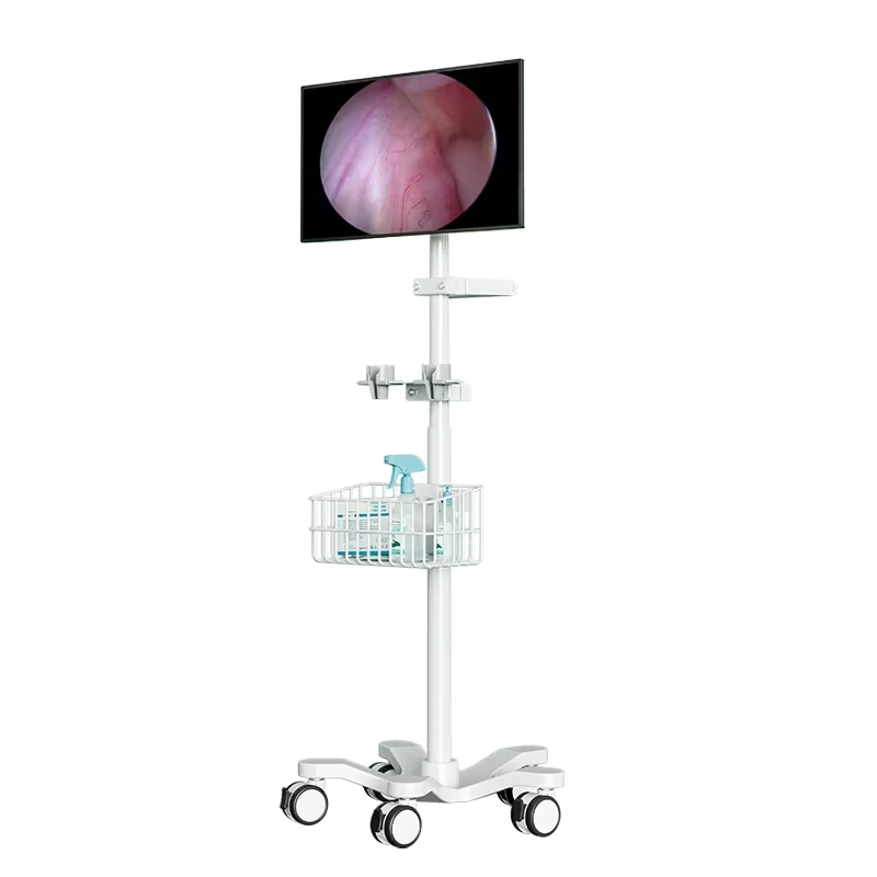 Portable Medical Monitor Endoscope Trolley Cart 5 Wheel ABS Base Hospital Clinics Swivel