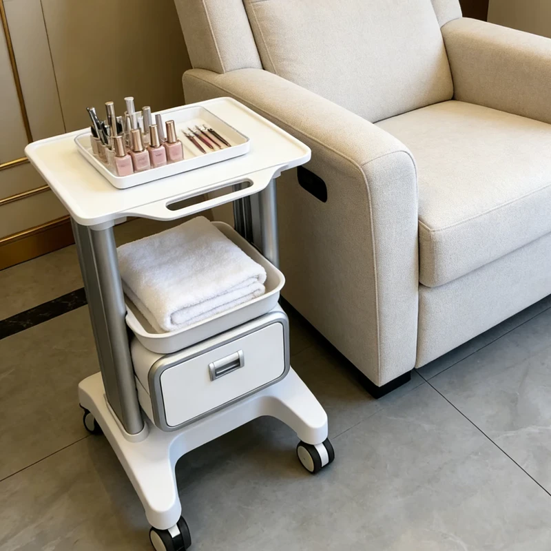 Portable Metal Multifunctional with Beauty Salon Trolley Esthetician Trolley with Drawers Cosmetic Trolley with Wheels