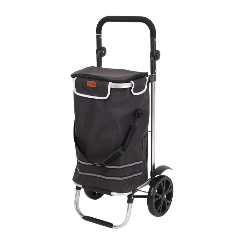 Portable Microfiber Shopping Trolley Bag Foldable Grocery Cart with Reflective Wheels for Market Use