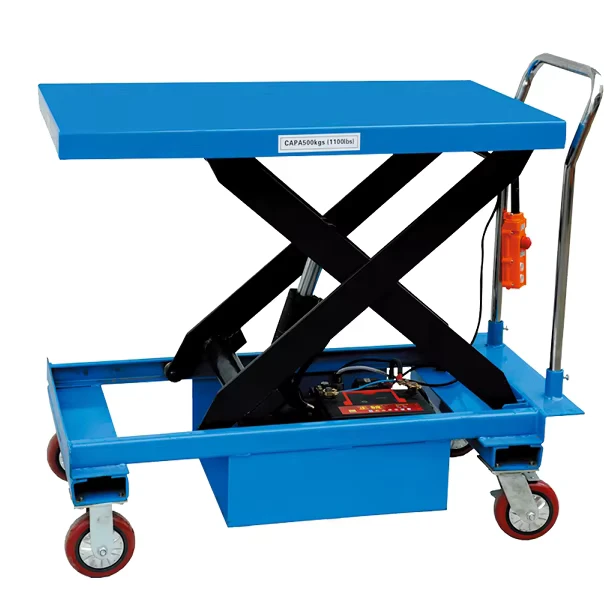 Portable Mobile Scissor Lift Trolley Safe Operation Trolley Lift Table Manual Control Manual Trolley Lift Table
