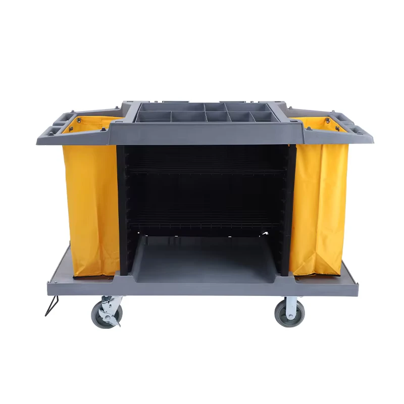 Portable Multi Functional Cleaning Cart Durable Plastic Simple Style Service Cart for Property Mall Hotel Cleaning Chartering