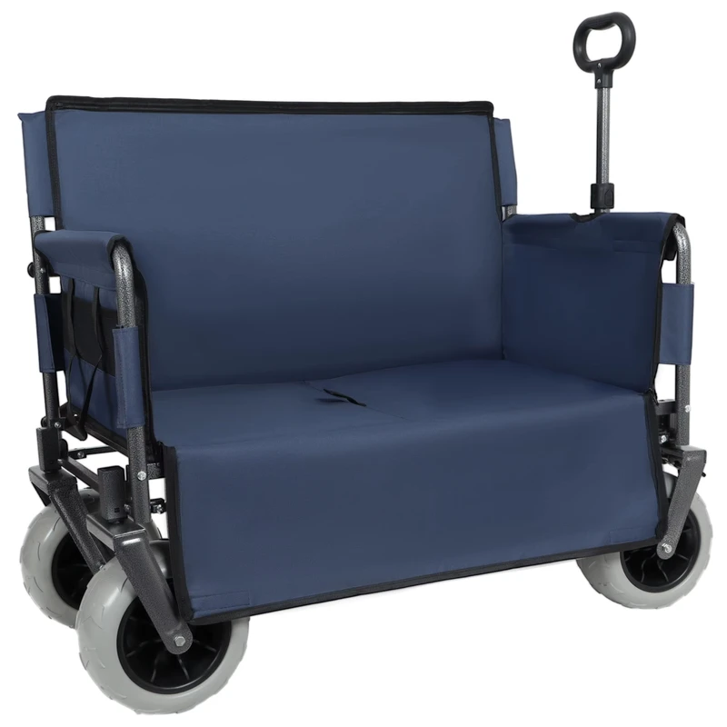Portable Multifunctional Foldable Steel Four Wheel Trolley Storage Camping Outdoor Children Shopping Cart 117x55x71cm