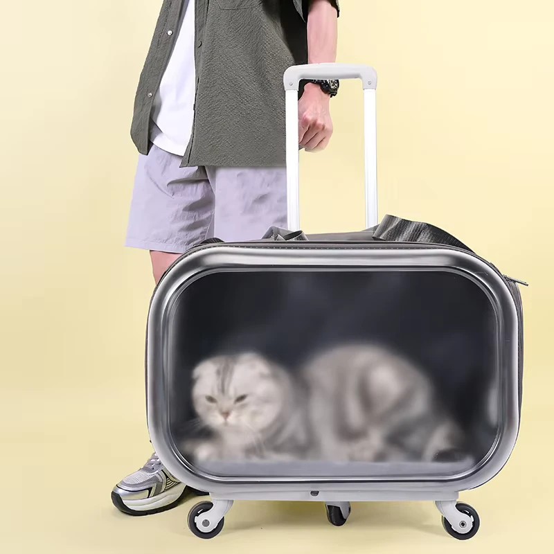Portable Multifunctional Pet Outdoor Trolley Case Breathable Zipper Dog Carrying Bag Handheld Backpack for Cats Plastic