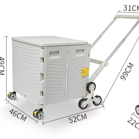 Portable Outdoor Camping Foldable Four Wheel Shopping Cart with Storage Box for Household Delivery and Street Vending OEM