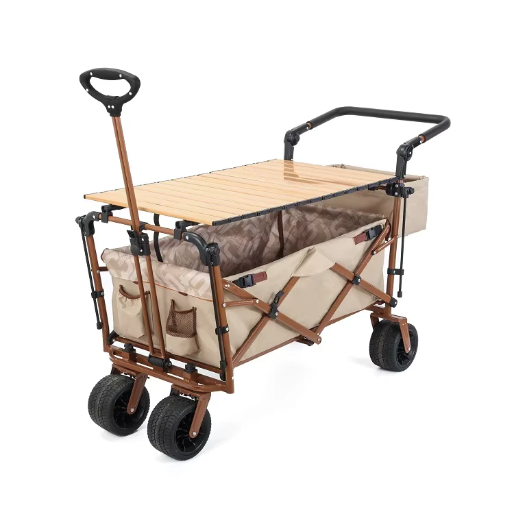 Portable Outdoor Cart Heavy Duty Folding Camping Wagon with Detachable Table Top