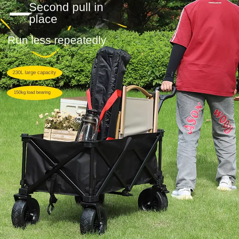 Portable Outdoor Folding Camping Cart for Car Stall and Off-Road Wheel Trolley for Portable Gatherings and Campsites