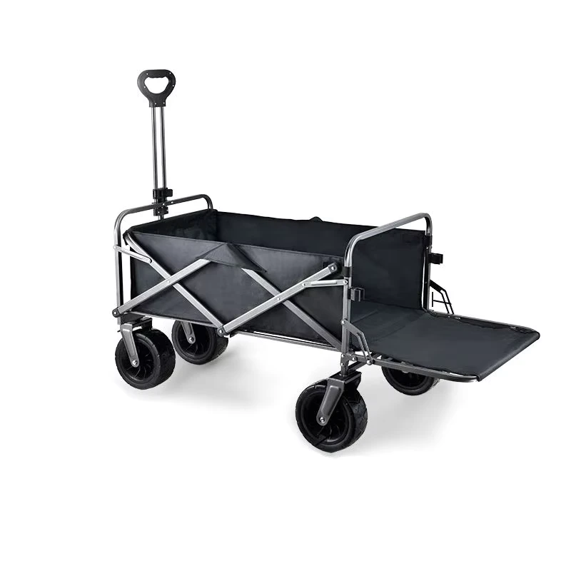 Portable Outdoor Four Wheel Metal Foldable Tow Trolley for Shopping Picnic Garden & Camping