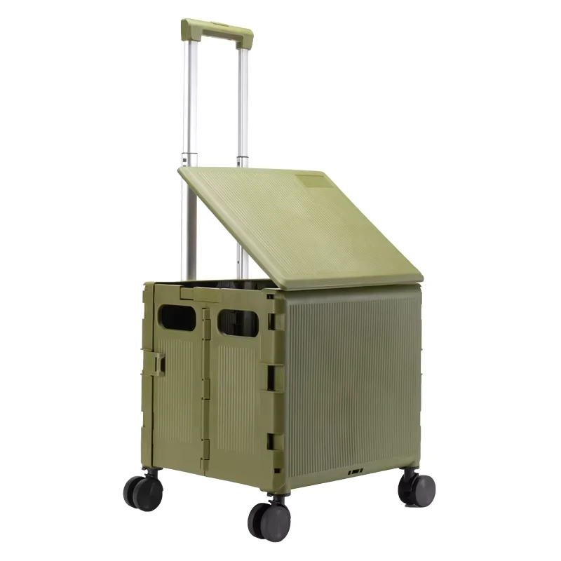 Portable Picnic Cart Hand Rod Trailer Aluminum Trolley Detachable Luggage 4 Metal Folding Shopping Cart Luggage