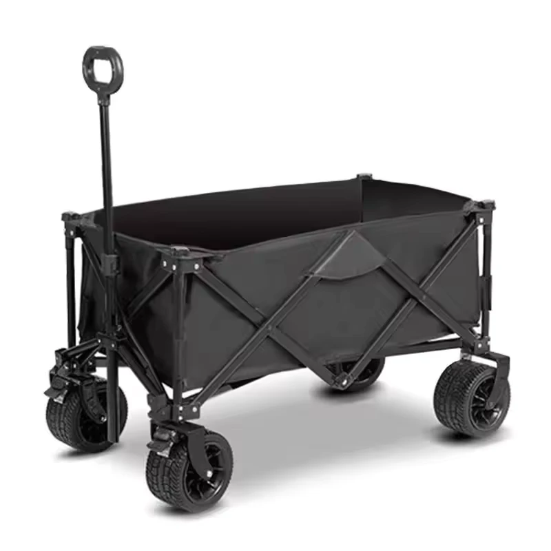 Portable Picnic Outdoor Camping Cart Folding Utility Cart Camping Trolley Wagon Collapsible Heavy Duty 4 Wheel Steel Shopping
