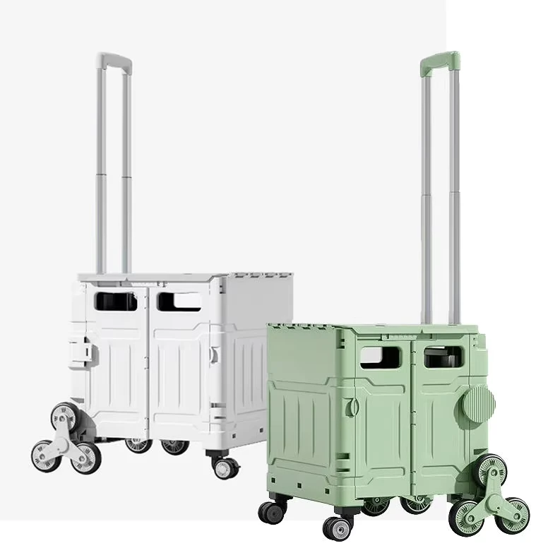 Portable Plastic Multi Color Shopping Cart Foldable Supermarket Trolley Cart