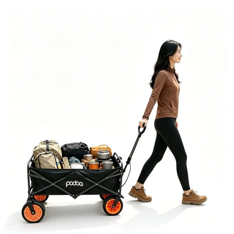 Portable Power Assisted Motorized Camping Cart for Carrying Heavy Outdoor Gear Foldable Collapsible Motorized Camping Cart