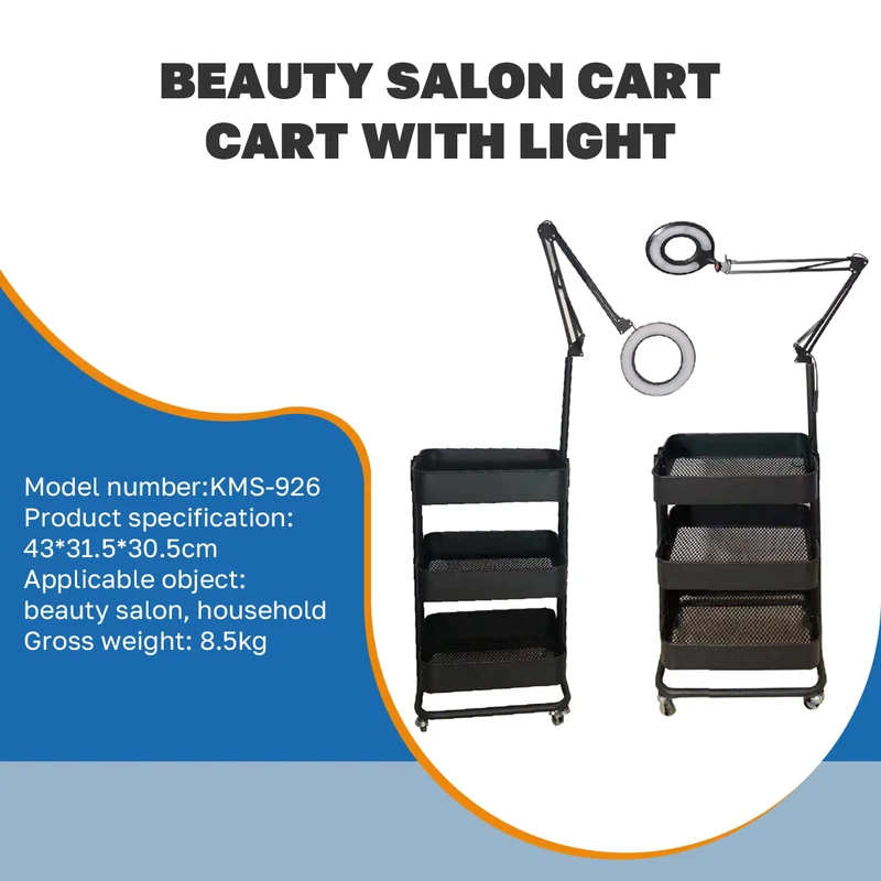 Portable Salon Hair Trolley Aluminum Beauty Cart Trolley Commercial Storage Stand Trolley