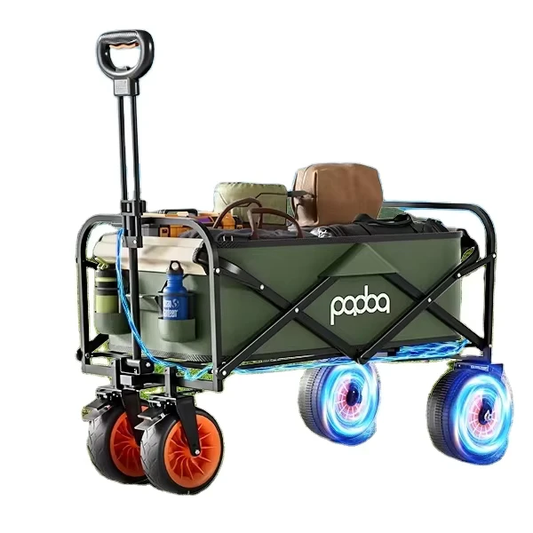 Portable Shopping Tour Hand Luggage Cart Folding 100L 600D Oxford Cloth Camping Cart Portable Beach Trolley Cart Camping Trolley