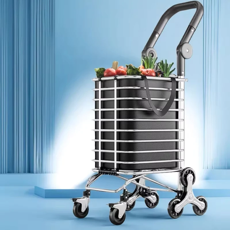 Portable Shopping Trolleys Carts Foldable Climbing Wheel Style Aluminum Alloy Material Adjustable Handle Shopping Carts