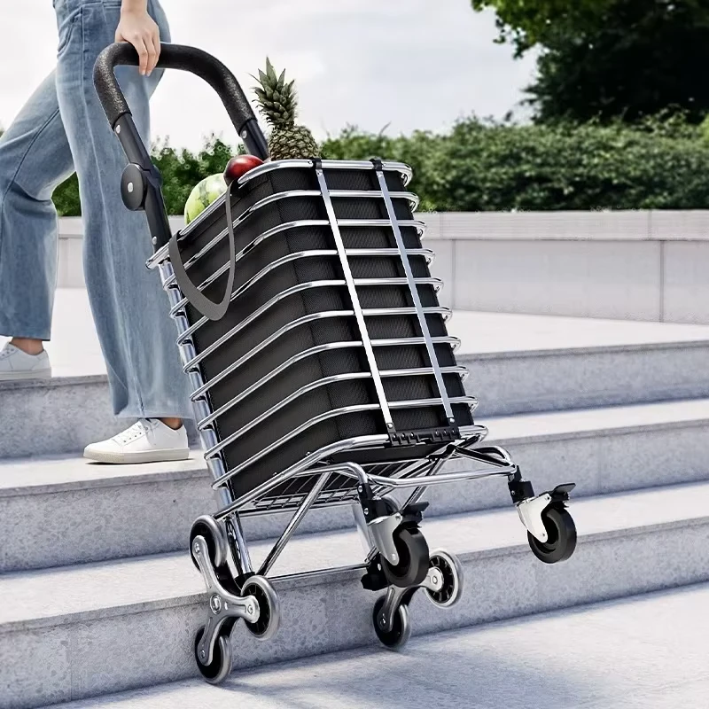 Portable Shopping Trolleys Carts Foldable Climbing Wheel Style Aluminum Alloy Material Adjustable Handle Shopping Carts