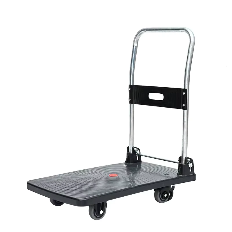 Portable Silent Blue 65*40cm Size Heavy Duty 150kg Industrial Plastic Platform Hand Carts Trolley