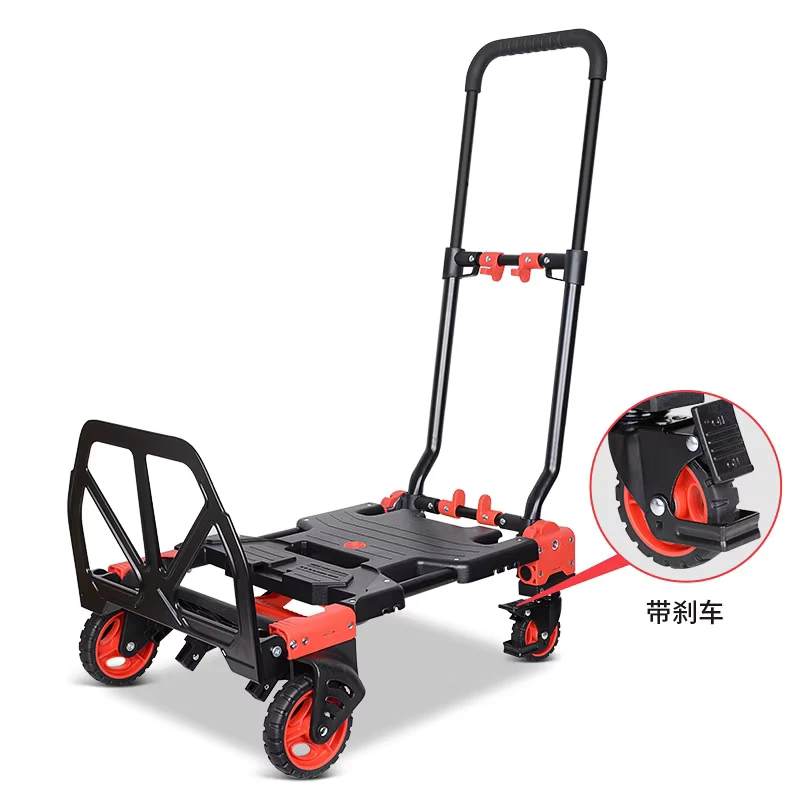 Portable Small Folding Swivel Wheels Platform Structure Trailer Hand Carts Shopping Cart Shopping Trolley for Carrying Goods