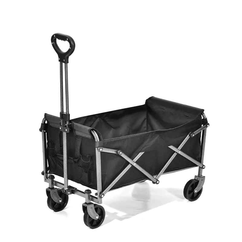 Portable Stainless Steel Folding Platform Wagon Cart Collapsible Utility Wagon with 4 Wheels for Camping Garden Outdoor & Beach