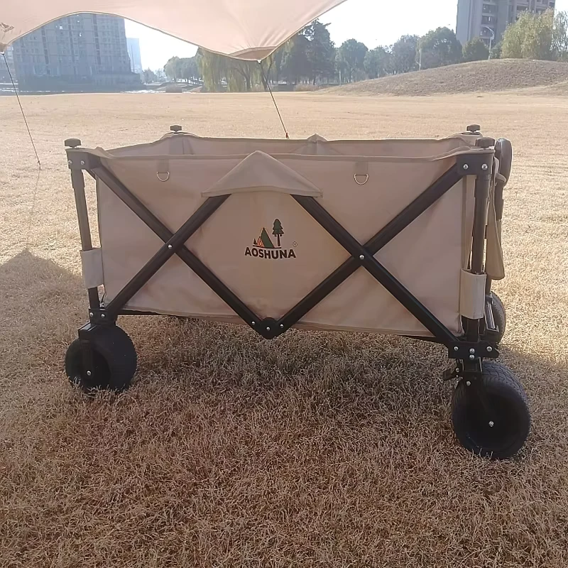 Portable Stainless Steel Folding Wagon Practical Trolley Utility Cart for Outdoor Picnics Camping & Adventure Travel