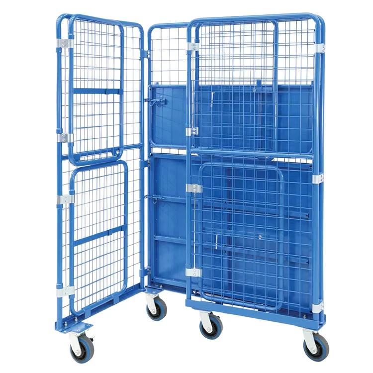 Portable Steel Galvanized Heavy Duty Trolley Cage for Industrial Supermarkets Logistics Storage Cargo Storage Equipment