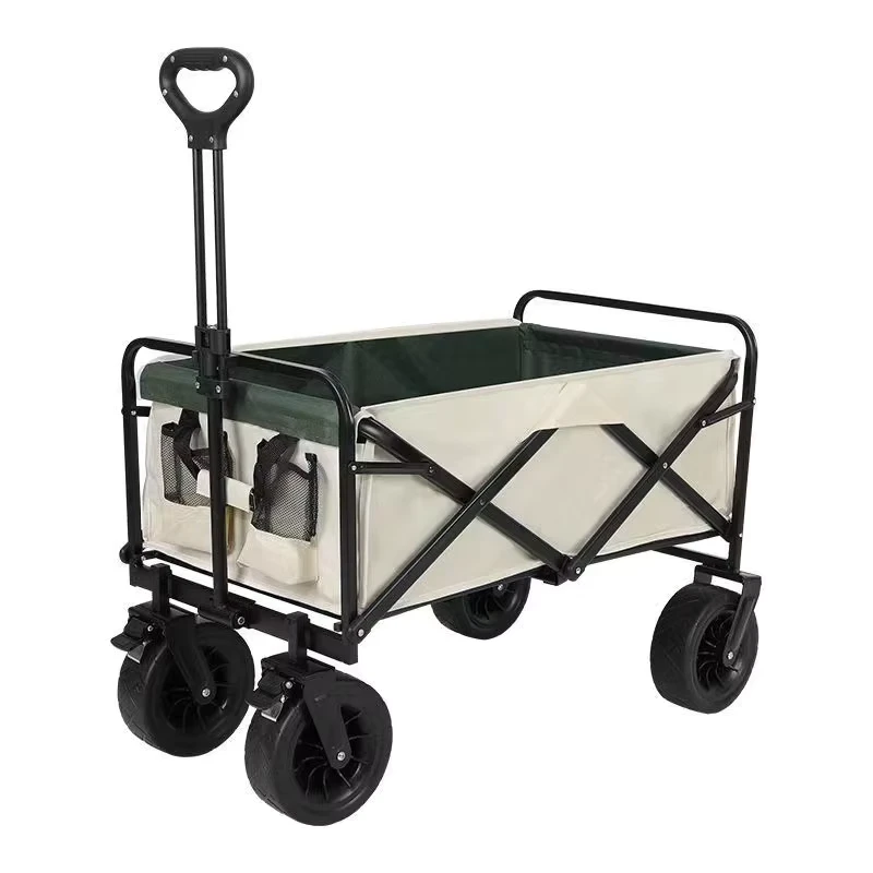Portable Utility Collapsible Beach Trolley Folding Wagon Cart Outdoor Camping Trolley Cart Foldable Garden Wagon