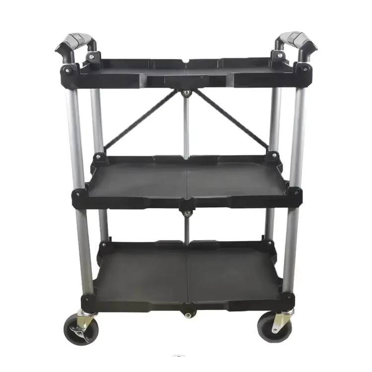 Portable Utility Service Detailing Cart 3 Layer Trolley with Lockable Wheels