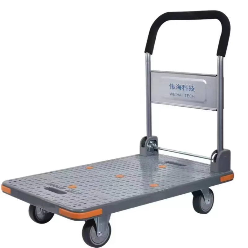 Portable and Folding Household Trailer Trolley Rubber and Steel Handling Trolley Flat Pick up Express Trolley for Home Use