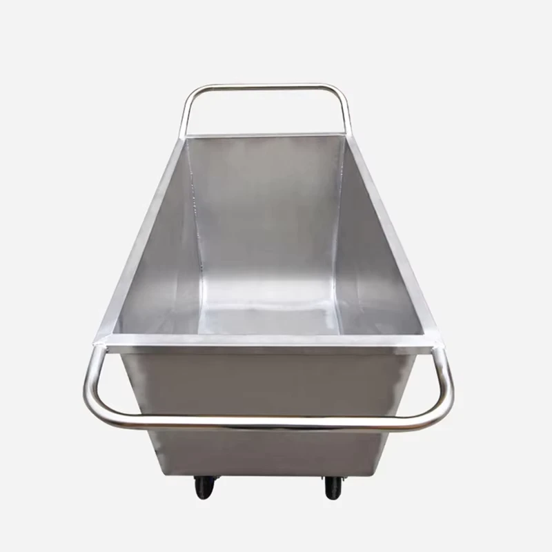 Poultry Animal Farm Trolley Feed Cart Stainless Steel 4 Wheels Barrow for Chicken rabbit Farm Livestock