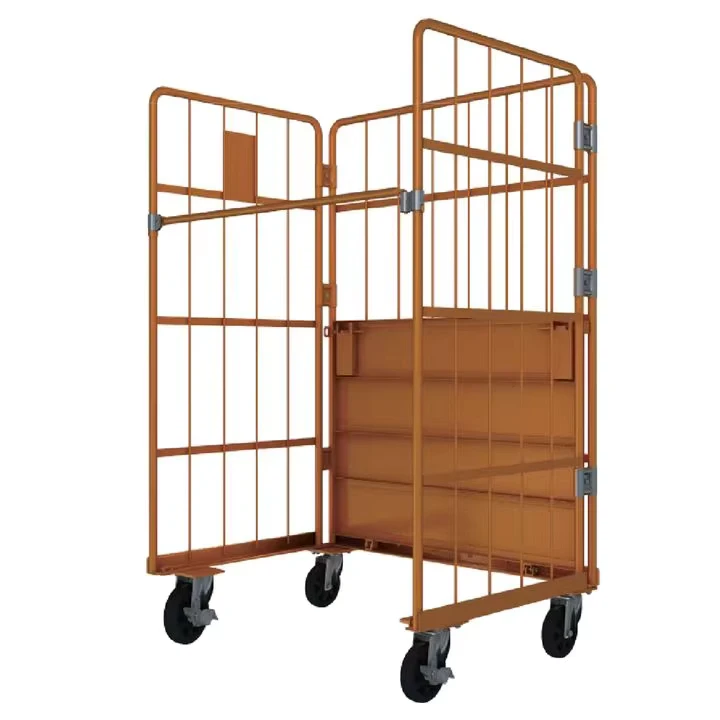 Powder Coated Roll Container Logistic Galvanized Rolling Cage Shopping Trolleys Foldable Customized 500kg