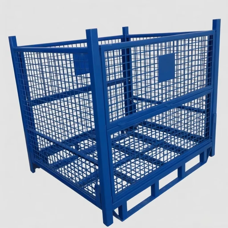 Powder Coating Galvanized Steel Metal Storage Stackable Foldable Cage for Cargo Storage Equipment