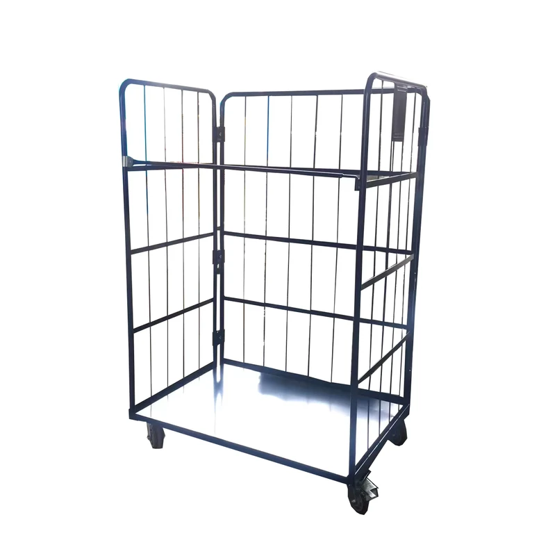Powder Coating Logistics With Wheels Metal Cage Trolley for Warehouse