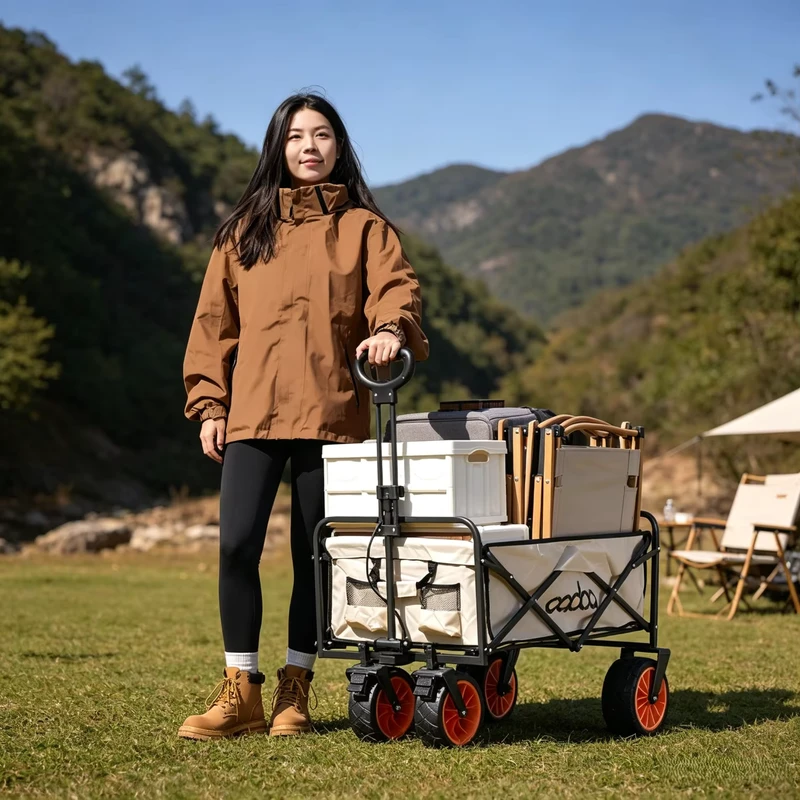 Power Assist Folding Camping Wagon Electric Trolley Easy Climb Heavy Load for Camping Shopping Parcel Delivery