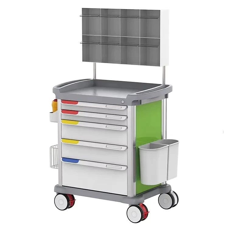 Practical Equipment ABS Emergency Trolley 5 layer Drawer Nurse Anesthesia Cart Medical Cart Trolley