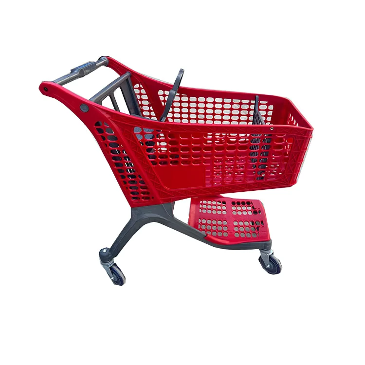 Price 135L Full Red Plastic Supermarket Shopping Cart For Sale