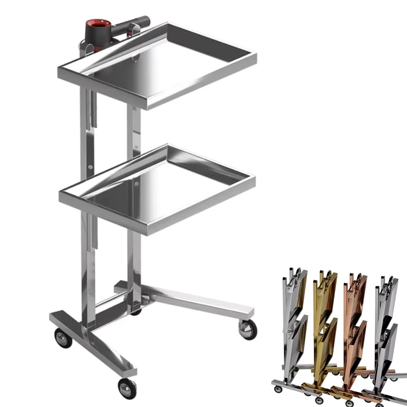 Professional 3 Layer Stainless Steel Salon Tool Cart Mobile Storage Trolley for Hair Beauty Barber Shop