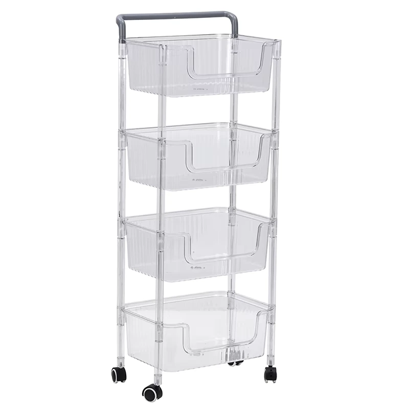 Professional 4 Tier Home Rolling Mobile Storage Rack Shelf Organizer Trolley Utility Kitchen Cart With Wheels