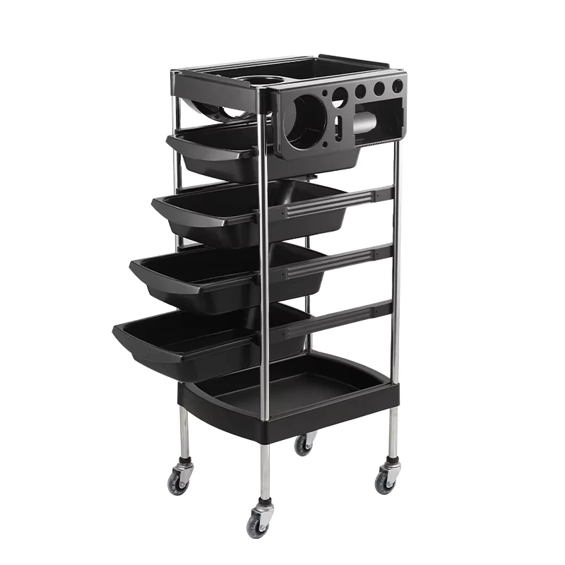 Professional 5 Tier Salon Trolley Cart with Drawers Mobile Beauty Salon Trolley for Hair Styling Station