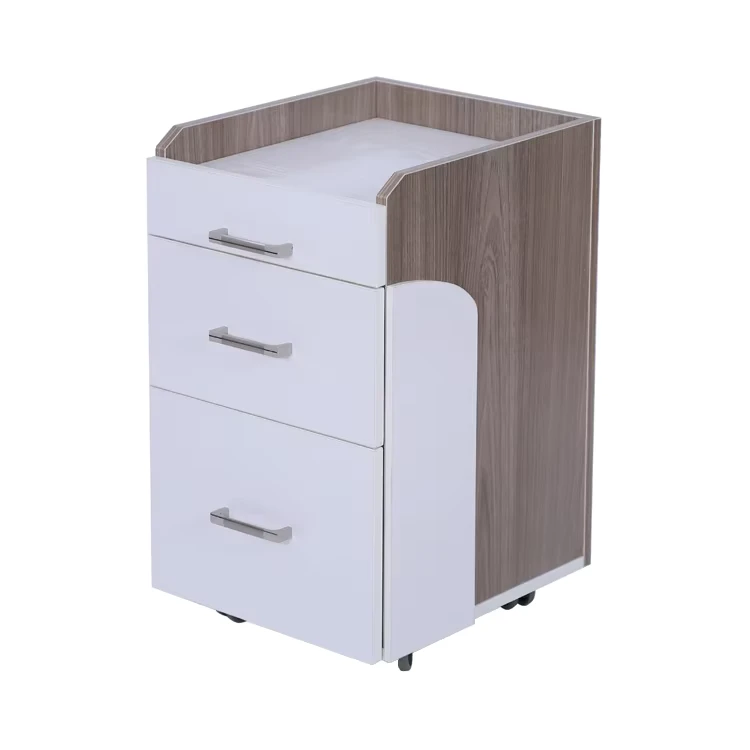 Professional Beauty Nail Salon 3 Drawers Wood Rolling Pedicure Cart Trolley with Lockable Wheels