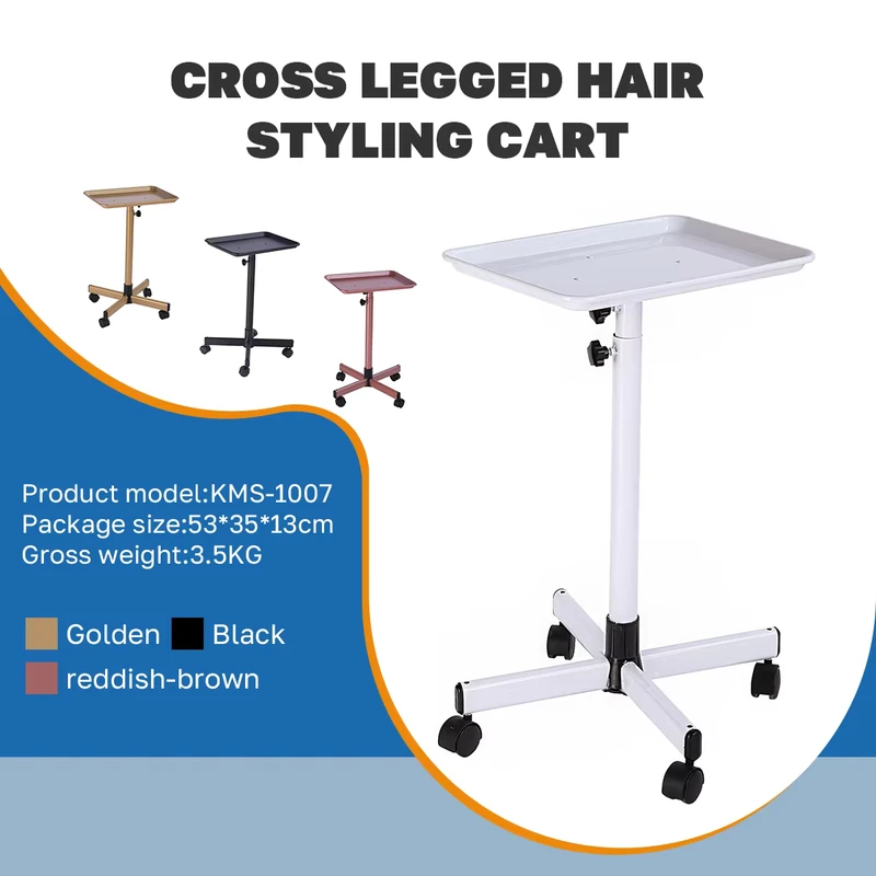 Professional Beauty Salon Utility Trolley Mobile Storage Cart Trolley Adjustable Foldable Rolling Stand Trolley