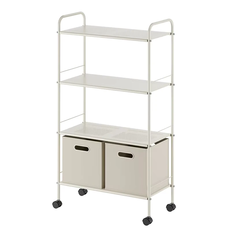 Professional Factory Household Utility Cart Laundry Room Storage Rack 4 Tier Bathroom Organizer Trolley with 2 Drawer