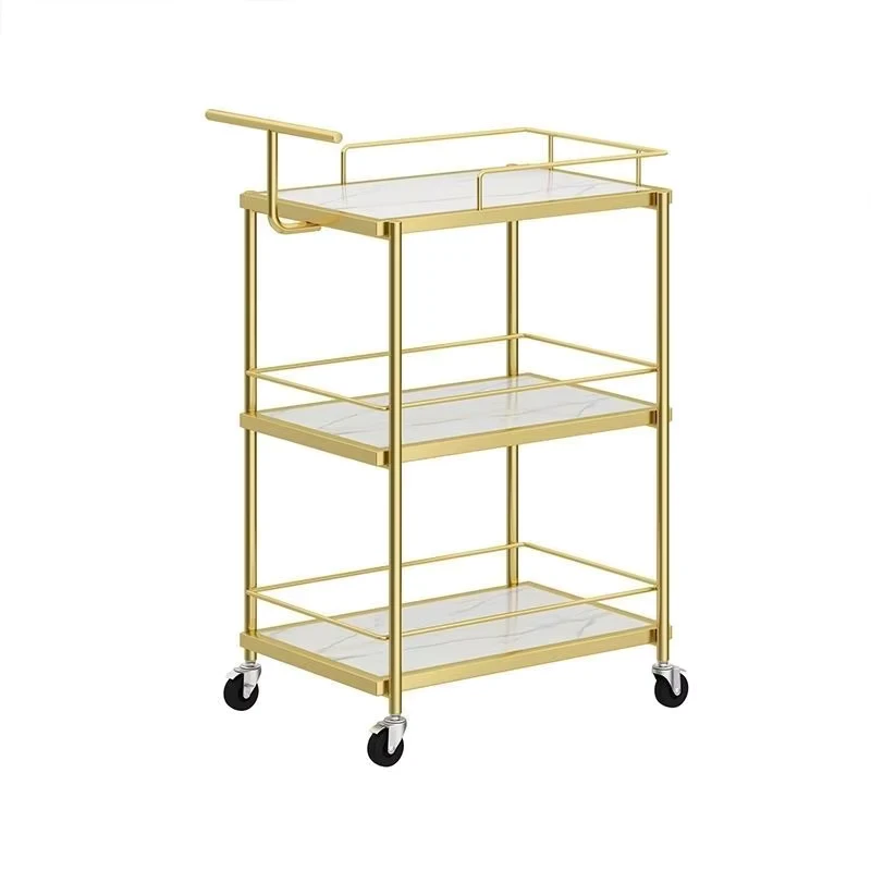 Professional Gold White Rolling Barber Spa Facial Metal Hair Salon Beauty Salon Hairdressing Trolley Carts