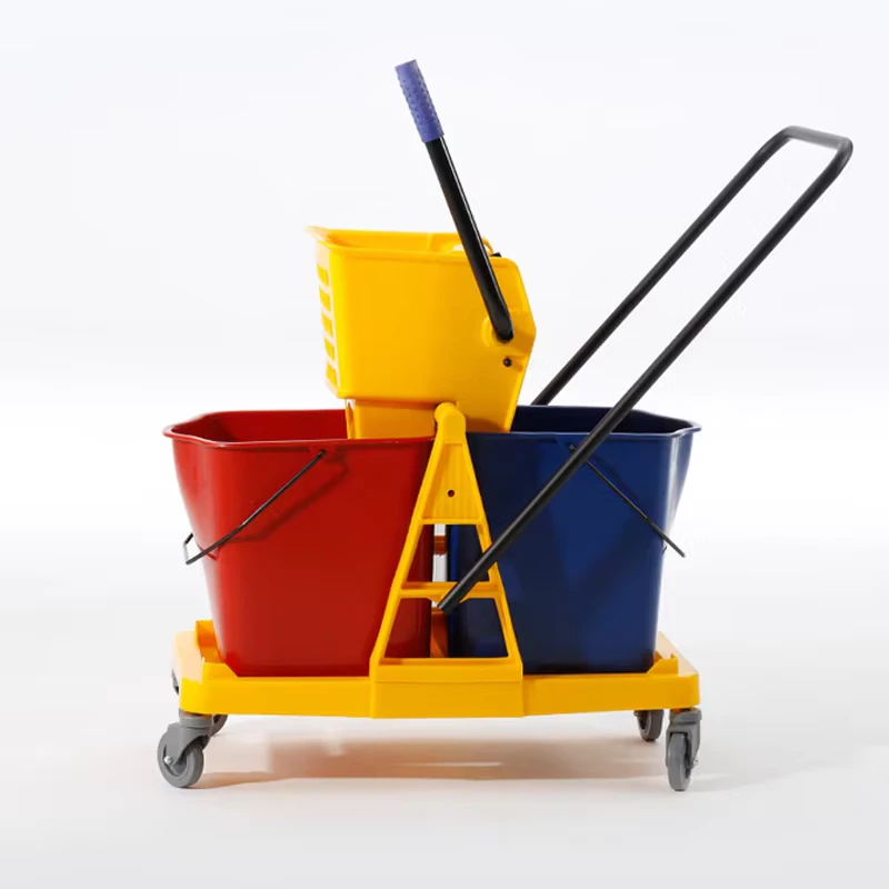 Professional Grade 60L Dual Bucket Cleaning Cart Premium Press Wringer Large Wheels and Durable Build