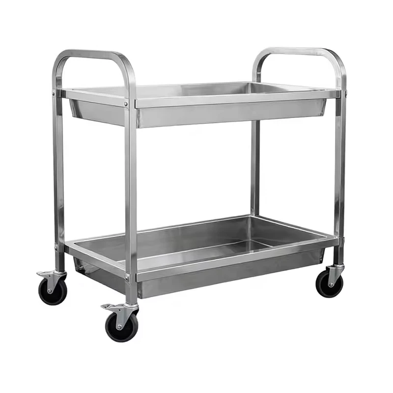 Professional Heavy Duty 2 3 Tier Stainless Steel Service Trolley Utility Kitchen Cart with Silent Wheels for Hotel Restaurant