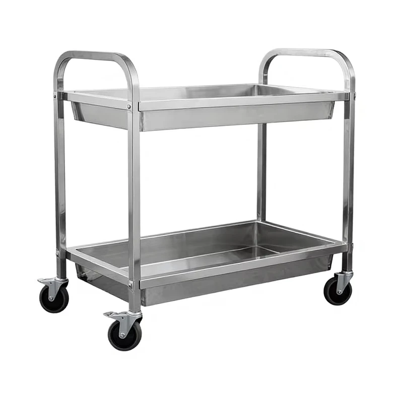 Professional Heavy Duty 2 3 Tier Stainless Steel Service Trolley Utility Kitchen Cart with Silent Wheels for Hotel Restaurant