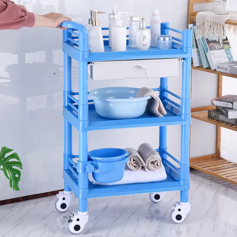 Professional Hospital Furniture Salon Cart 2 3 Layers Large Capacity Rolling Makeup Train Case Spa Trolley Beauty Stand 4 5 Inch