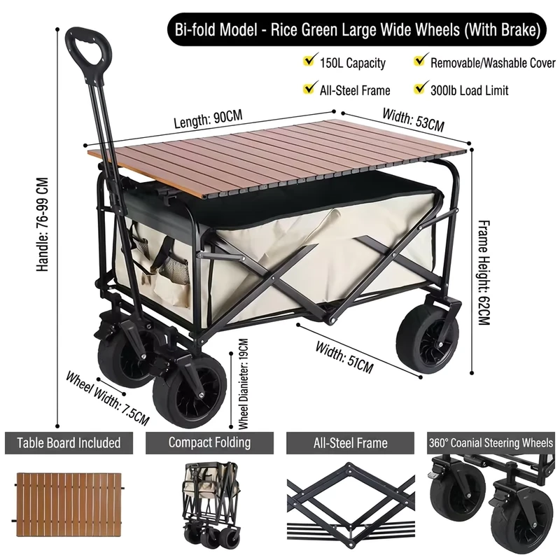 Professional Outdoor Logistics Foldable Waterproof Heavy Duty Steel Frame Trolley Cart with OEM Support for Shopping & Tools