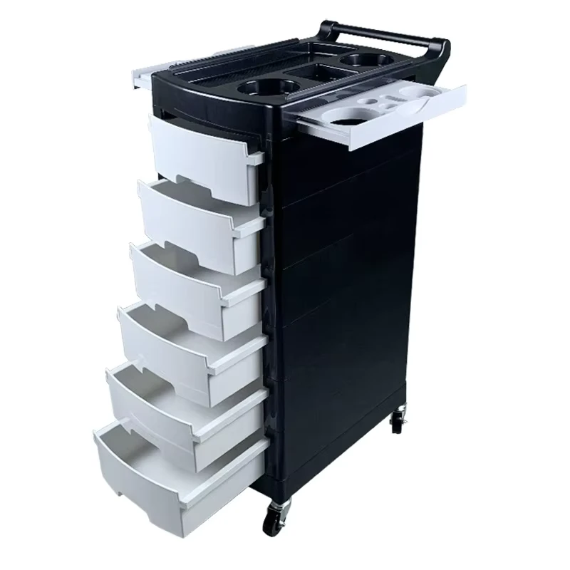 Professional Plastic Beauty Salon Trolley 4 Wheel 360 Degree Rotation Eco Friendly High Load Bearing Hair Salon Barber Shop