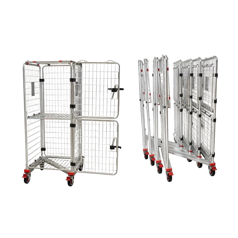 Professional Security Lockable Roll Cage Trolley Express Distribution Hot Dip Galvanized Nestable Storage Container Outdoor