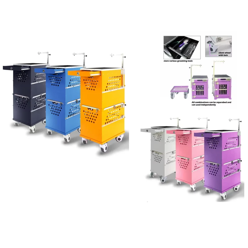 Professional Solid Simple Aluminum Aircraft Cage with Pets proofing Travel Trolley Dog Kennel Box Packaging